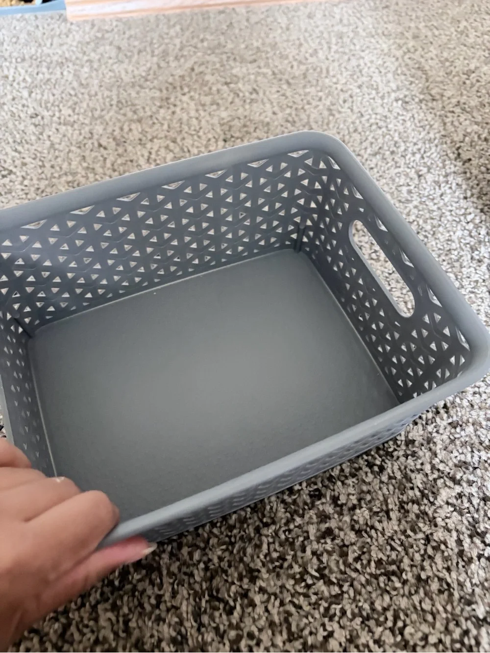 Stackable Gray Woven Plastic Storage Baskets -